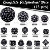 AUSTOR 15 Pieces Complete Polyhedral Dice Set D3-D100 Game Dice Set with a Leather Drawstring Storage Bag for Role Playing Table Games(Black & White) view 2