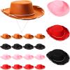 20 Pcs Children's Cowboy Hats Kids Party Cowboy Cowgirl Felt Hats for Western Halloween Birthday Costume(Brown, Black, Red, Pink) view 1