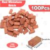 100Pcs Mini Red Miniature Bricks Model Brick Wall Small Bricks,for Crafts Realistic Fake Bricks Mini Blocks for Dollhouse Mini Garden Accessories(1/25 Scale) view 2