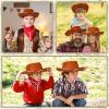 Coume 20 Pcs Children's Cowboy Hats Kids Party Cowboy Cowgirl Felt Hats for Western Halloween Birthday Costume(Brown) view 4