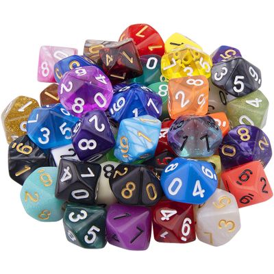 AUSTOR 42 Pieces Polyhedral Dice 10 Sided Game Dice Set Mixed Color Dices Assortment with a Black Velvet Storage Bag for DND RPG MTG Table Games