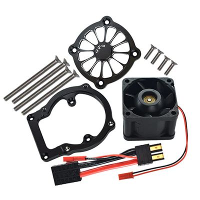 GPM 12Pc Set Upgrades Aluminum 6061-T6 Motor Heatsink with Cooling Fan for 1/8 4Wd Sledge Monster Truck95076-4 (Black)