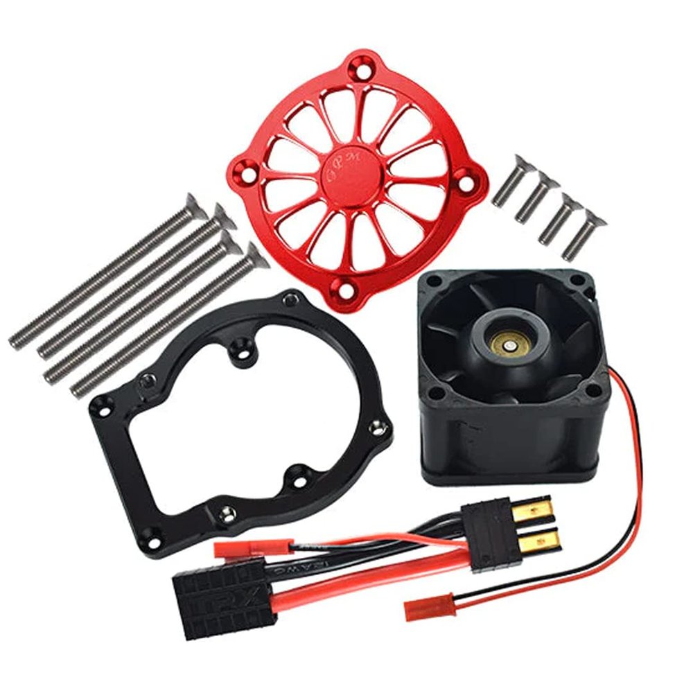 GPM 12Pc Set Upgrades Aluminum 6061-T6 Motor Heatsink with Cooling Fan for 1/8 4Wd Sledge Monster Truck95076-4 (red)