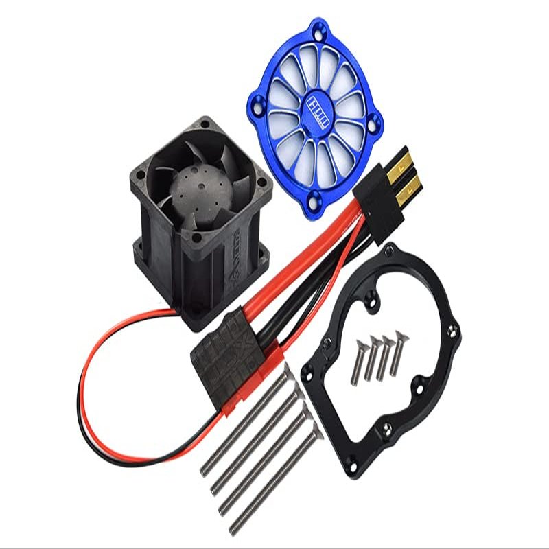 GPM 12Pc Set Upgrades Aluminum 6061-T6 Motor Heatsink with Cooling Fan for 1/8 4Wd Sledge Monster Truck95076-4 (Blue)