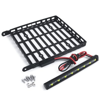 RCLIONS Stainless Steel RC Roof Rack with LED Light Bar for Axial SCX24 AXI00005 Gladiator 1/24th RC Crawler Truck Car