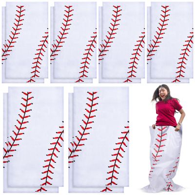 Cindeer 12 Pcs Potato Sack Race Bags Sports Themed Potato Race Jumping Bags 40 x 20 Inches for Adults Family Party Games and Activities Party Supplies(Baseball)