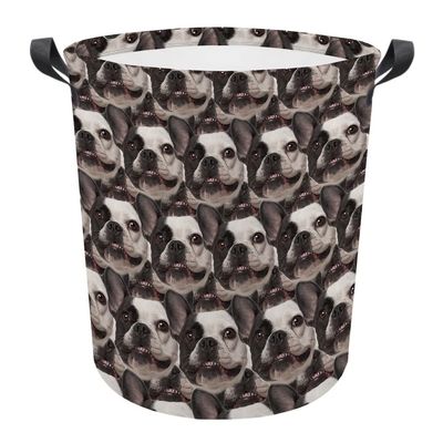 MALIHONG Dog Face Laundry Basket Lovely French Bulldog Dog Mash Face Animal Collapsible Laundry Hamper with Handle Waterproof Fabric Toy Box Clothes Storage Basket for Bedroom Nursery