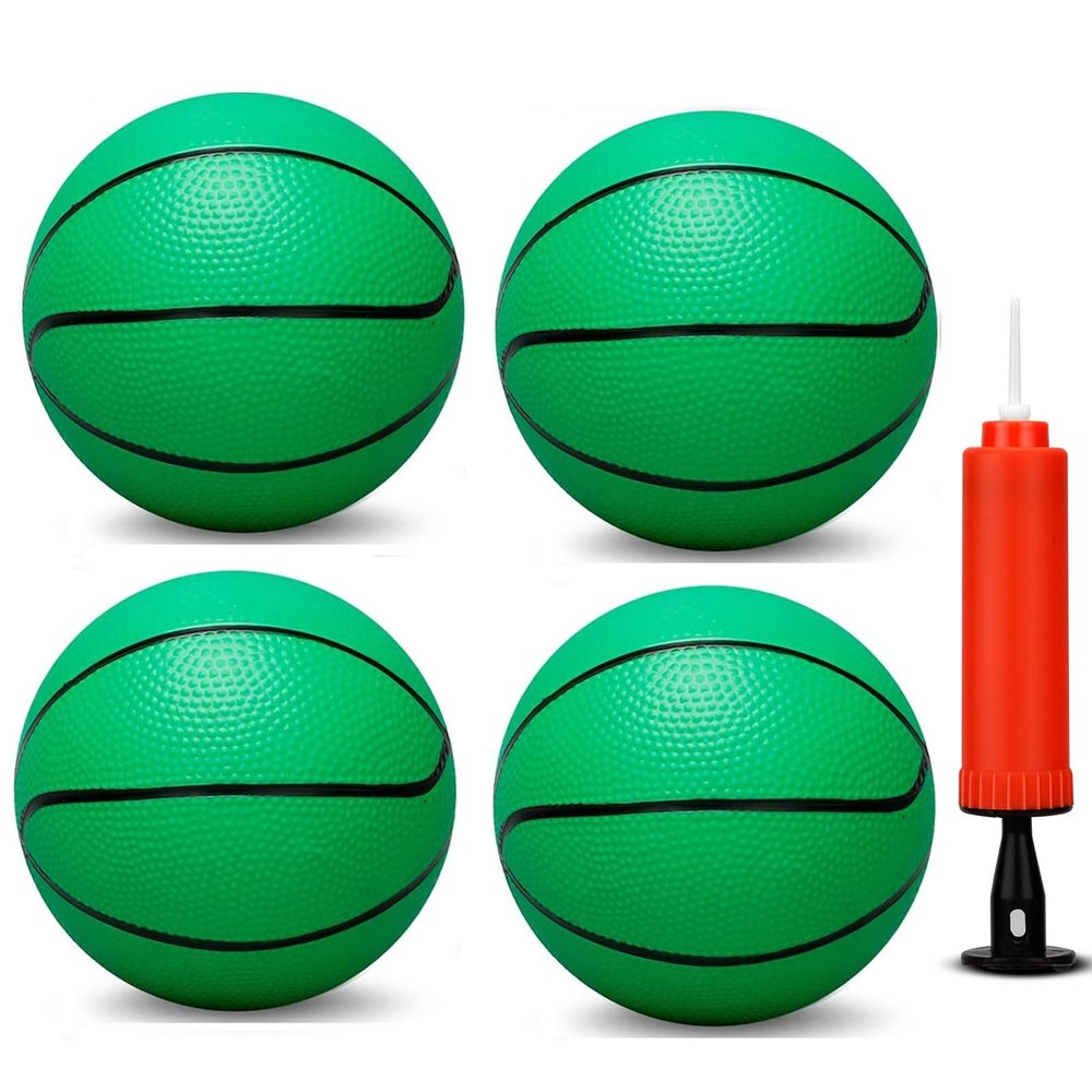Dilabnba Mini Basketballs, 8" Basketball Set with Pump Rubber Basketballs for Mini Basketball Hoop, Replacement Beach Pool Bouncy Balls for Toddlers Kids Teenagers, Sports Party Game (4PCS)