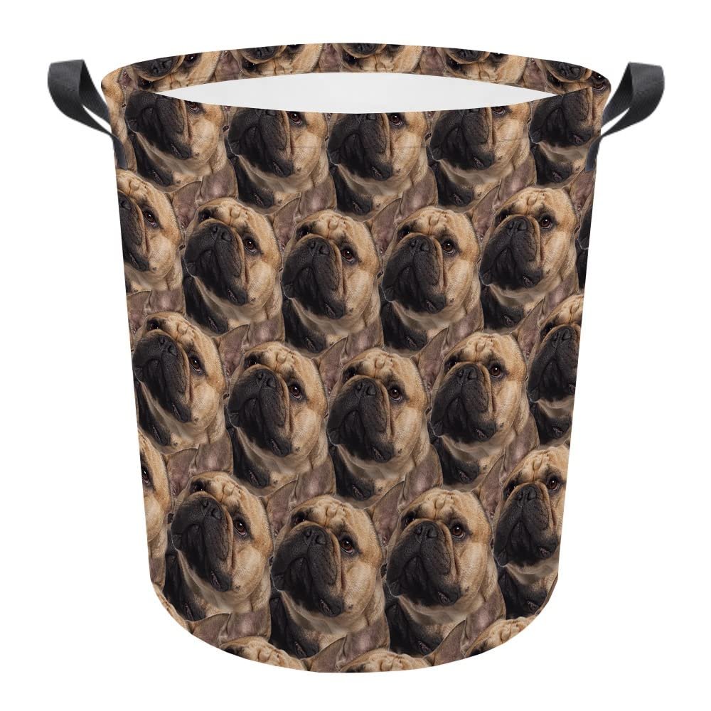 MALIHONG Dog Face Laundry Basket French Bulldog Dog Mash Face Animal Collapsible Laundry Hamper with Handle Waterproof Fabric Toy Box Clothes Storage Basket for Bedroom Nursery