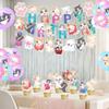 Cat Birthday Party Decoration Cute Cartoon Kitten Pattern Happy Birthday Banner Garland Latex Foil Balloons Cake Cupcake Toppers for Cat Kitten Theme Party Baby Shower Supplies view 3
