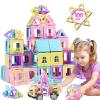 TOKBLOK Magnetic Tiles Toys for 3 4 5 6+ Year Old Girls Boys 100Pcs Macaron Magnet Building Blocks Set for Toddler STEM Educational Toys for Kids Birthday Gifts (Castle & Car Set) view 1
