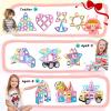 TOKBLOK Magnetic Tiles Toys for 3 4 5 6+ Year Old Girls Boys 100Pcs Macaron Magnet Building Blocks Set for Toddler STEM Educational Toys for Kids Birthday Gifts (Castle & Car Set) view 2