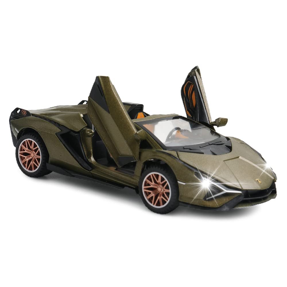 1:32 Convertible Sian FKP37 Diecast Car Model Toy, Pull Back Toy Vehicle with Sound and Light, Door Can be Open, Die cast Metal Toy Cars for Kids Toddler Boys Girls Gift