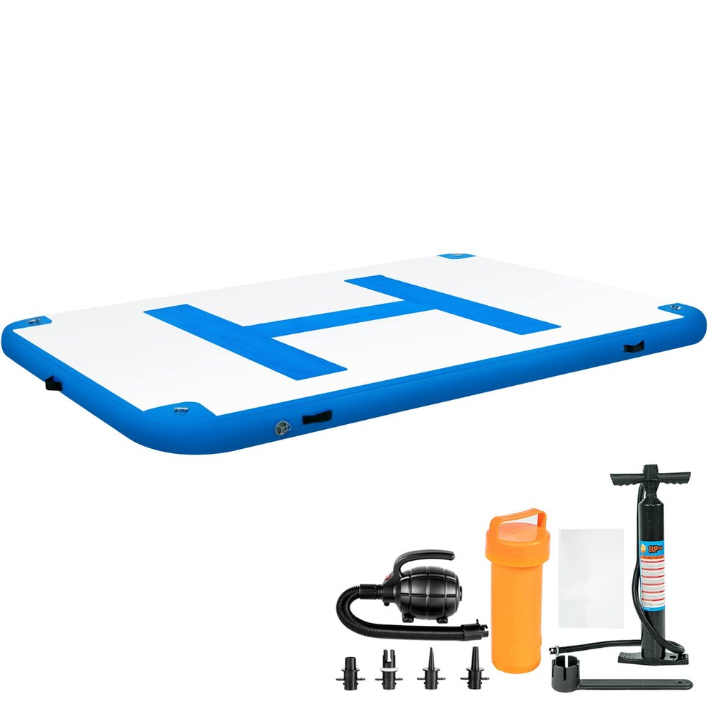 VEVOR Inflatable Floating Dock 10 x 6.5 ft, Inflatable Dock Platform with Electric Air Pump, Inflatable Swim Platform 6 Inch Thick, Floating Dock 5-6 People, Floating Platform for Pool Beach Ocean