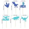 Gyufise 24Pcs Dinosaur Cupcake Toppers Blue Glitter 3 Rex Roar Dinosaur Cupcake Picks Three Years Old Dino Theme Baby Shower 3rd Birthday Party Cake Decorations Supplies view 2