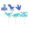 Gyufise 24Pcs Dinosaur Cupcake Toppers Blue Glitter 3 Rex Roar Dinosaur Cupcake Picks Three Years Old Dino Theme Baby Shower 3rd Birthday Party Cake Decorations Supplies view 3