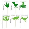Gyufise 24Pcs Dinosaur Cupcake Toppers Green Glitter 2 Rex Roar Dinosaur Cupcake Picks Two Years Old Dino Theme Baby Shower Second Birthday Party Cake Decorations Supplies view 2