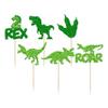 Gyufise 24Pcs Dinosaur Cupcake Toppers Green Glitter 2 Rex Roar Dinosaur Cupcake Picks Two Years Old Dino Theme Baby Shower Second Birthday Party Cake Decorations Supplies view 3