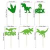 Gyufise 24Pcs Dinosaur Cupcake Toppers Green Glitter 3 Rex Roar Dinosaur Cupcake Picks Three Years Old Dino Theme Baby Shower Third Birthday Party Cake Decorations Supplies view 2
