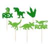 Gyufise 24Pcs Dinosaur Cupcake Toppers Green Glitter 3 Rex Roar Dinosaur Cupcake Picks Three Years Old Dino Theme Baby Shower Third Birthday Party Cake Decorations Supplies view 3