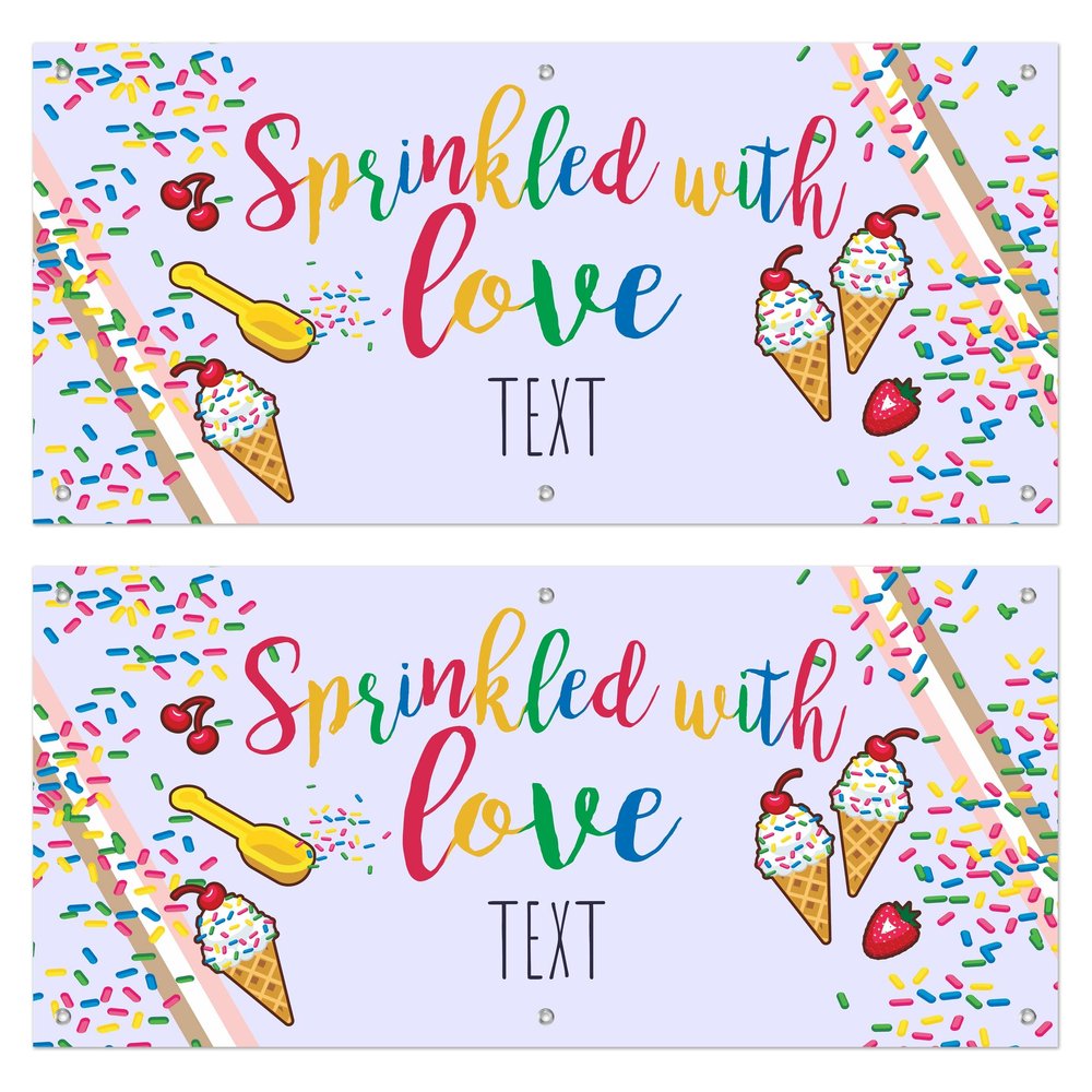 Sprinkle Shower Decorations For Girl Personalized Sprinkled With Love Sweet Treats 24"x51" 2-Pack Personalized Horizontal Vinyl Banners