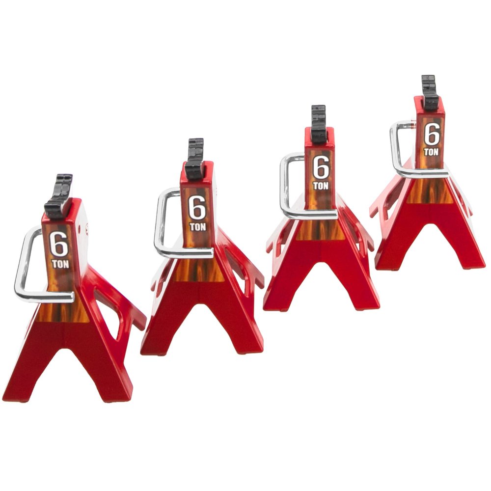 4Pcs Vgoohobby 1/10 RC Scale Toy Decoration Metal RC Jack Toy Stands Simulation Compatible with Traxxas TRX4 Axial SCX10 RC4WD Tamiya CC01 D90 HPI HSP 1/10 RC Climbing Crawler Car (Red)