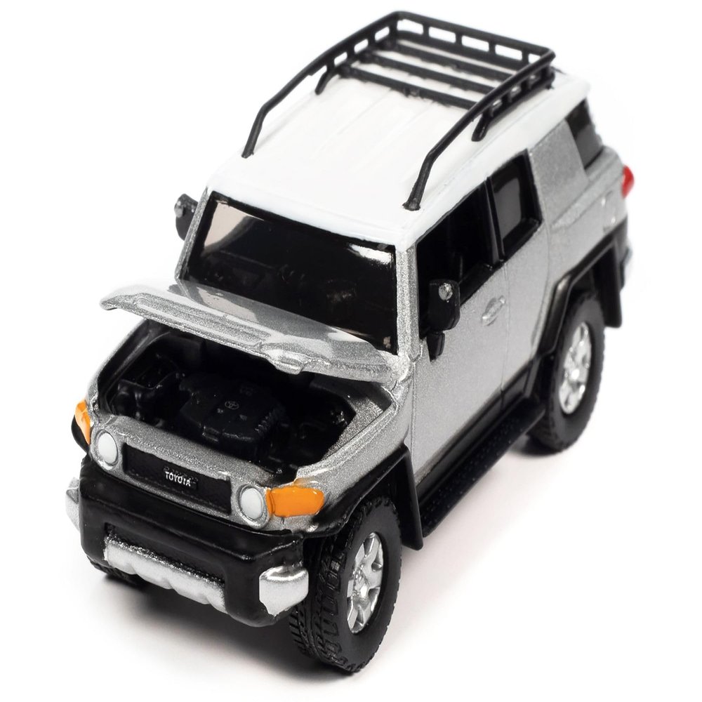 2007 Toyota FJ Cruiser Titanium Silver Metallic with White Top and Roofrack Classic Gold Collection Series Limited Edition 1/64 Diecast Model Car by Johnny Lightning