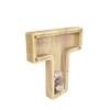 FixtureDisplays First Name Initial Personalized 7" Tall Wooden Kids Letter Piggy Bank Custom Name Coin Bank, Wood Alphabet Letter Bank Money Box Birthday Home Decoration - Letter "T" 15553-T-1D view 1