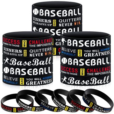 Deekin 36 Pcs Baseball Motivational Silicone Wristband Bracelets Baseball Party Favors Gifts Sports Prizes Birthday Party Supplies Goodie Bag Stuffers Carnival Events, 3 Style