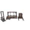 1/72 Scale Soldiers Action Figures accessories wooden functional guillotine gallows prison cage model miniature toy (3PCS) view 1
