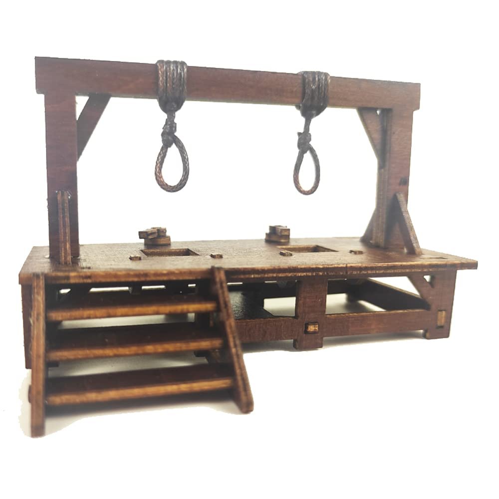 1/72 Scale Soldiers Action Figures accessories wooden functional guillotine gallows prison cage model miniature toy (gallows)