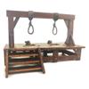 1/72 Scale Soldiers Action Figures accessories wooden functional guillotine gallows prison cage model miniature toy (gallows) view 1