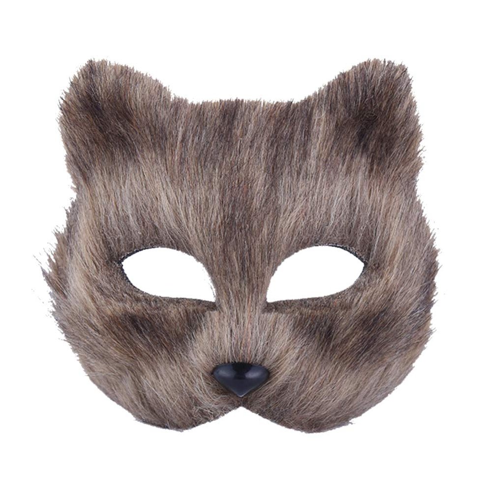 PRETYZOOM Half-face Mask Cosplay Prop for Halloween Parties Masquerades Lightweight Comfortable Nose Grey Short-haired Animal Mask for Elegant Costumes