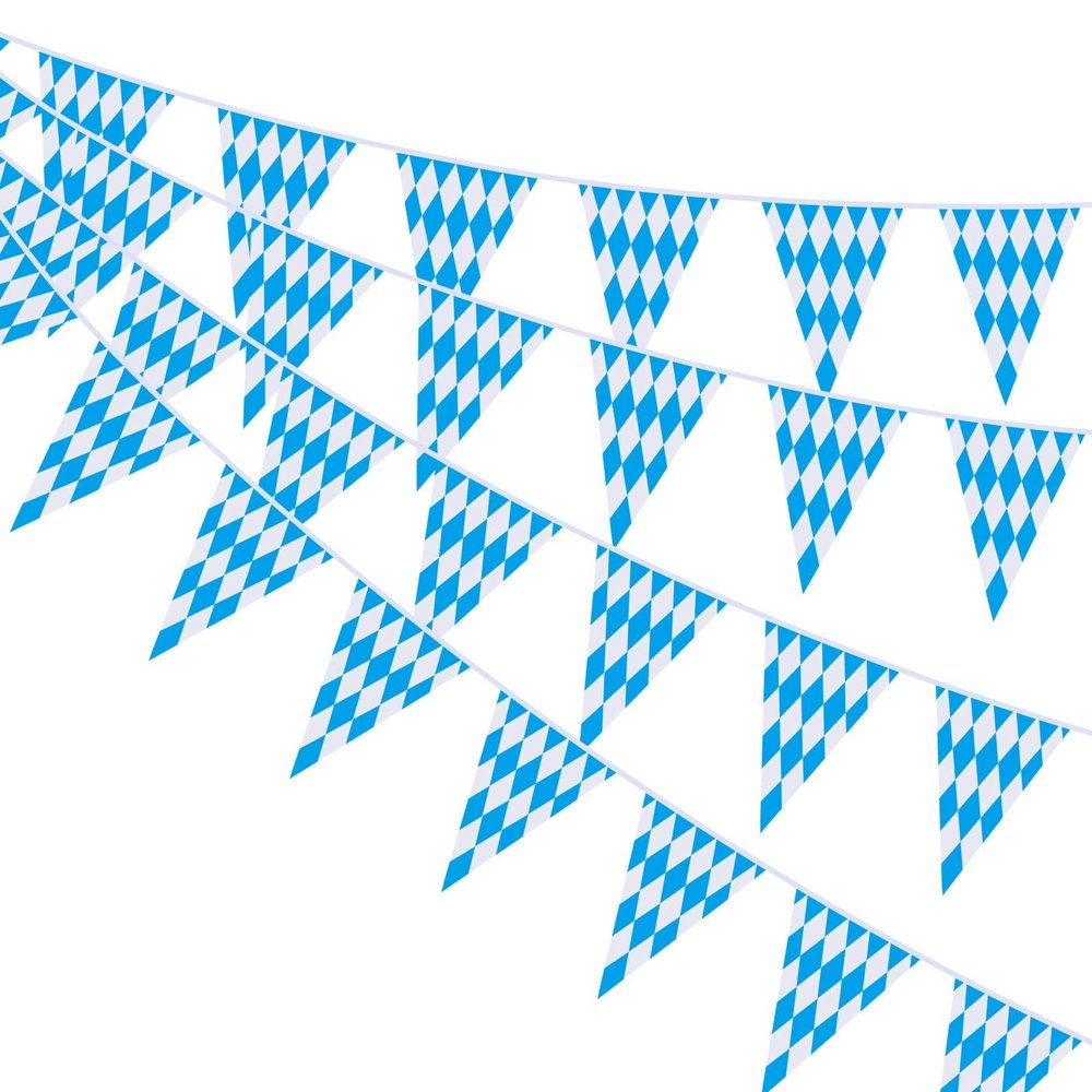 Ahfulife 157.2 Ft Oktoberfest Bavarian Flag Banner for Oktoberfest Decorations, 4 Pcs Oktoberfest Pennant Banner with 120 Pcs Flags for German Oktoberfest Themed Party Decoration (7.8"x11.8")