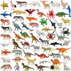 DOITEM 60 Pcs Assorted Dinosaur, Ocean, Sea, Farm, Jungle, Wild Animals & Dinosaurs Figure Realistic Plastic Zoo Play Set - Small Toys for Kids, Cupcake Topper, Party Favors view 1