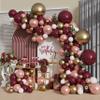 140Pcs DIY BurgundyGarland Balloons Kits with 18/12/10/5Inch Metallic ChromeBalloons for Birthday Party Celebration Graduation Wedding Baby Shower Ceremony Anniversary Balloon Chain. (Burgundy) view 1