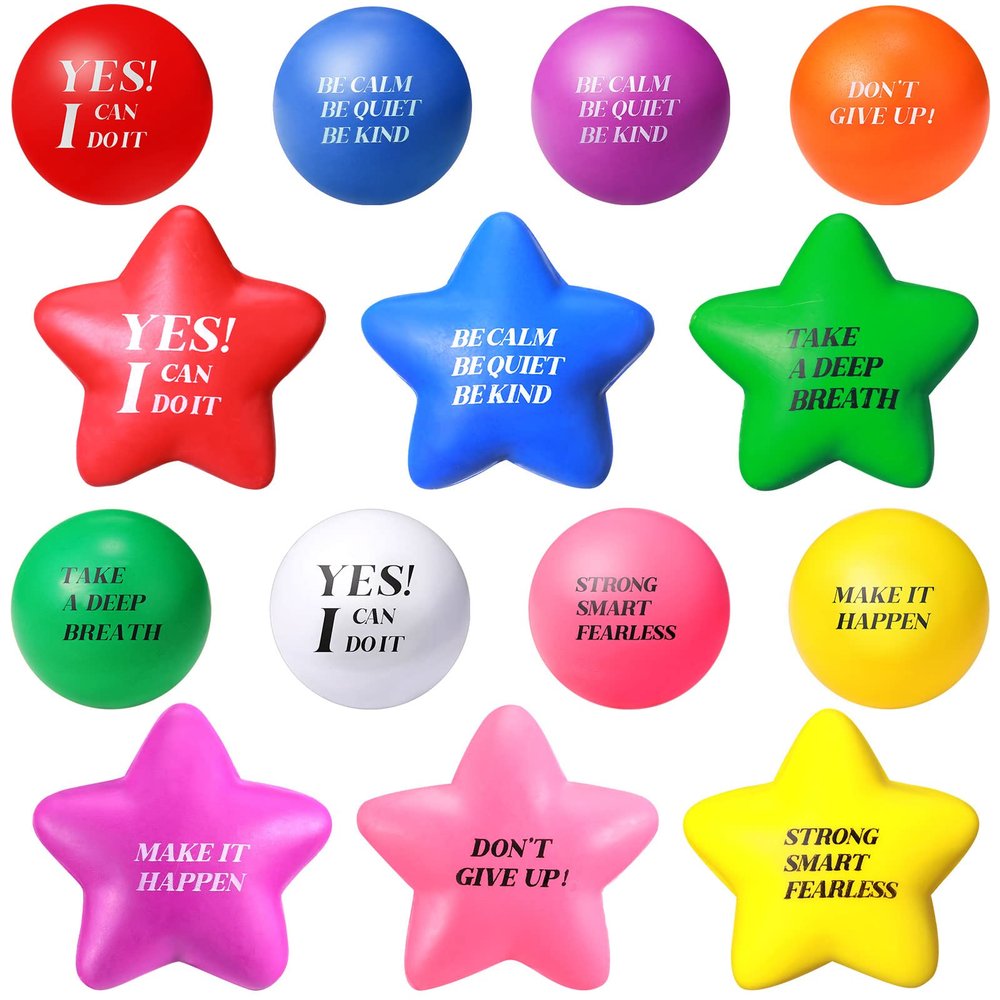 140 Pcs Motivational Stress Balls Bulk Stress Relief Balls with Motivational Quotes Adults Anger Management Colorful Hand Excerise Foam Party Favors Gifts for Anxiety Tension, Inspirational