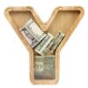 WOOD CITY Letter Piggy Bank for Adults Boys Girls Kids, Wooden 9 inch Large Personalized Bills and Coins Bank Money Box, Customized Name DIY Creative Gift for Real-Money, Alphabet Decorations (Y) view 1