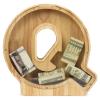 WOOD CITY Letter Piggy Bank for Adults Boys Girls Kids, Wooden 9 inch Large Personalized Bills and Coins Bank Money Box, Customized Name DIY Creative Gift for Real-Money, Alphabet Decorations (Q) view 1