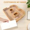 WOOD CITY Letter Piggy Bank for Adults Boys Girls Kids, Wooden 9 inch Large Personalized Bills and Coins Bank Money Box, Customized Name DIY Creative Gift for Real-Money, Alphabet Decorations (Q) view 3