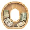 WOOD CITY Letter Piggy Bank for Adults Boys Girls Kids, Wooden 9 inch Large Personalized Bills and Coins Bank Money Box, Customized Name DIY Creative Gift for Real-Money, Alphabet Decorations (O) view 1