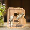 WOOD CITY Letter Piggy Bank for Adults Boys Girls Kids, Wooden 9 inch Large Personalized Bills and Coins Bank Money Box, Customized Name DIY Creative Gift for Real-Money, Alphabet Decorations (B) view 2