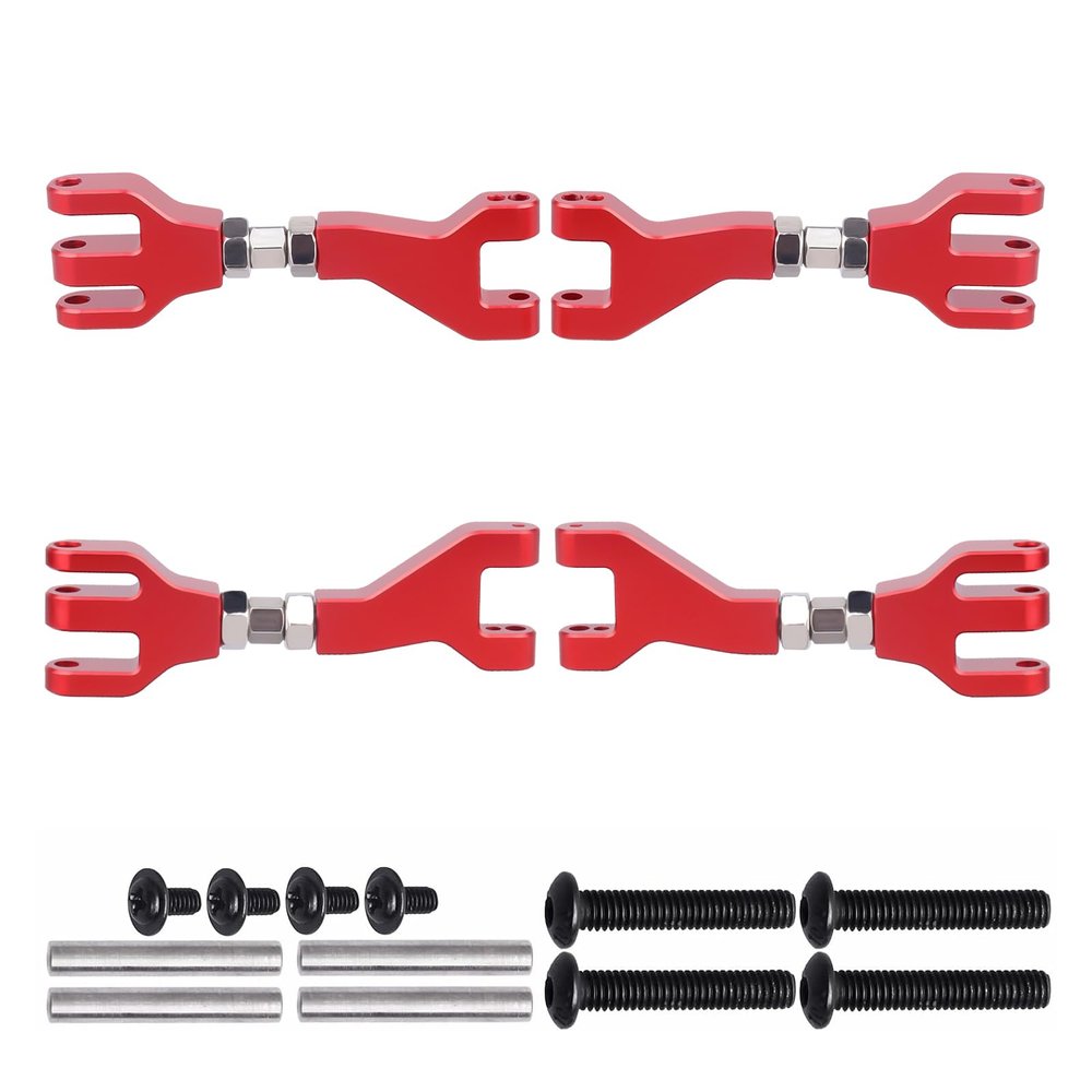 AllinRC Aluminum Upper Suspension Arms Front & Rear for Redcat 1/10 Blackout XTE XBE SC Replacement of BLH-0001GM BS213-002 (Red)