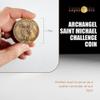 10Pc Archangel Saint Michael Challenge Coin, Quis Ut Deus - 1.75" Antique Gold-Color Plated St Michael Prayer Token - Commemorative Religious Coins - Christian Coin Gifts for Collectors, Bible Study view 3