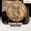 10Pc Archangel Saint Michael Challenge Coin, Quis Ut Deus - 1.75" Antique Gold-Color Plated St Michael Prayer Token - Commemorative Religious Coins - Christian Coin Gifts for Collectors, Bible Study view 4