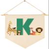 Personalised Woodland Animal Flag Decor Gifts for Baby Boy Girl Newborn Kids-Jungle Safari Pennant Banner Wall Sign Gifts for Nursery Baby Room Bedroom Playroom Front Door-Monogrammed Initial Letter K view 1