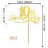 Rsstarxi 24 Pack Gold Cheers to 10 Years Cupcake Toppers for Happy 10th Anniversary Birthday Party Decorations view 3