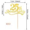Rsstarxi 24 Pack Cupcake Toppers Glitter Cheers to 25 Years Wedding Twenty Five Anniversary Cupcake Picks for Happy 25th Anniversary Birthday Retirement Party Cake Decorations Supplies Gold view 2