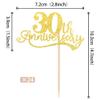 Rsstarxi 24 Pack Cupcake Toppers Glitter Cheers to 30 Years Wedding 30th Anniversary Cupcake Picks for Happy 30th Birthday Retirement Party Cake Decorations Supplies Gold view 2