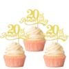 Rsstarxi 24 Pack Cupcake Toppers Glitter Cheers to 20 Years Wedding Twenty Anniversary Cupcake Picks for Happy 20th Anniversary Birthday Retirement Party Cake Decorations Supplies view 1